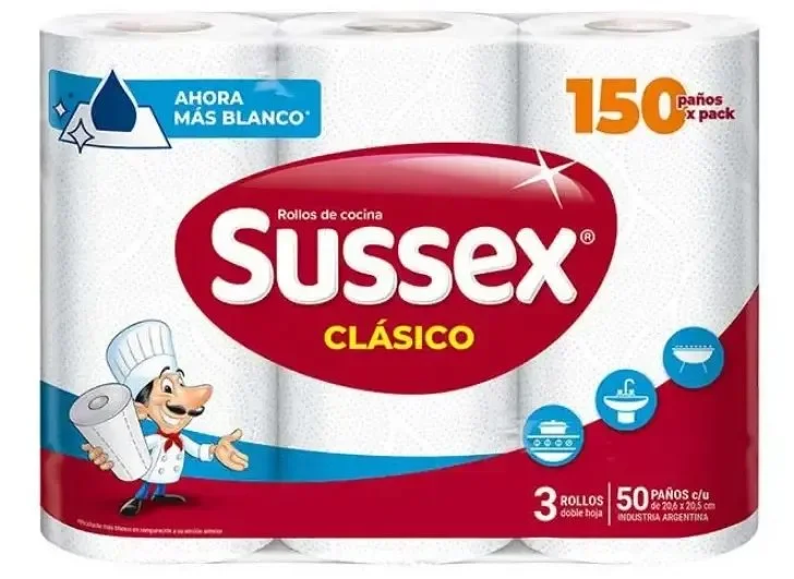 SUSSEX ROLLO DE COCINA CLASICO 3U X 50PANOS 150P